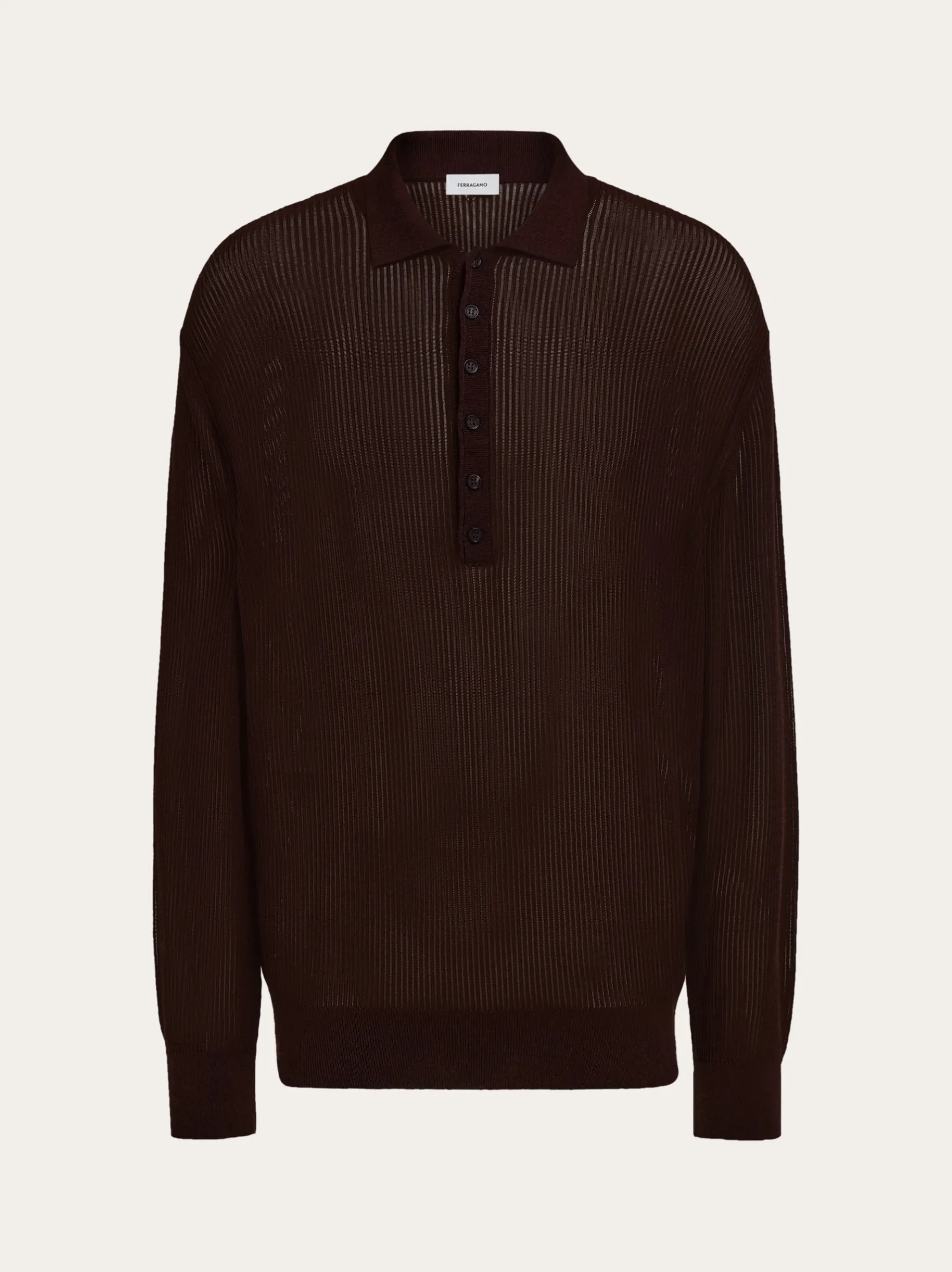 Long sleeve knitted polo shirt - Men