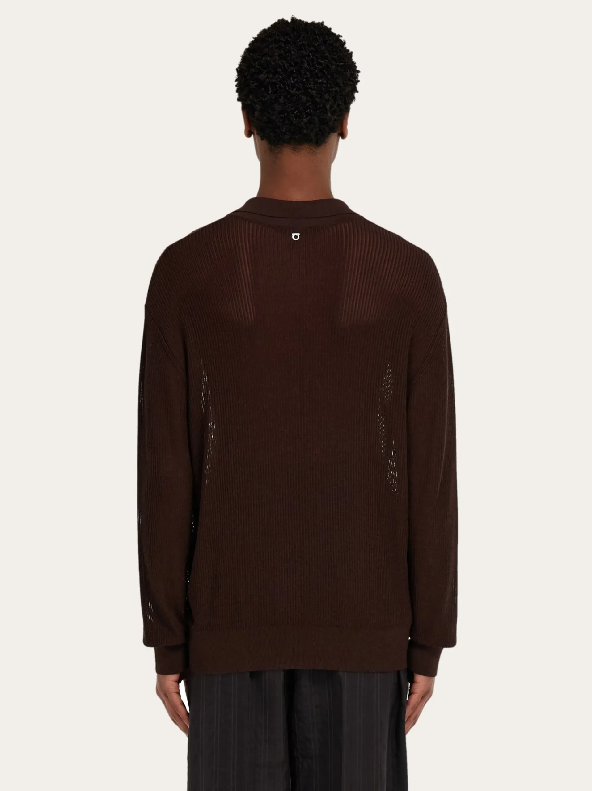 Long sleeve knitted polo shirt - Men