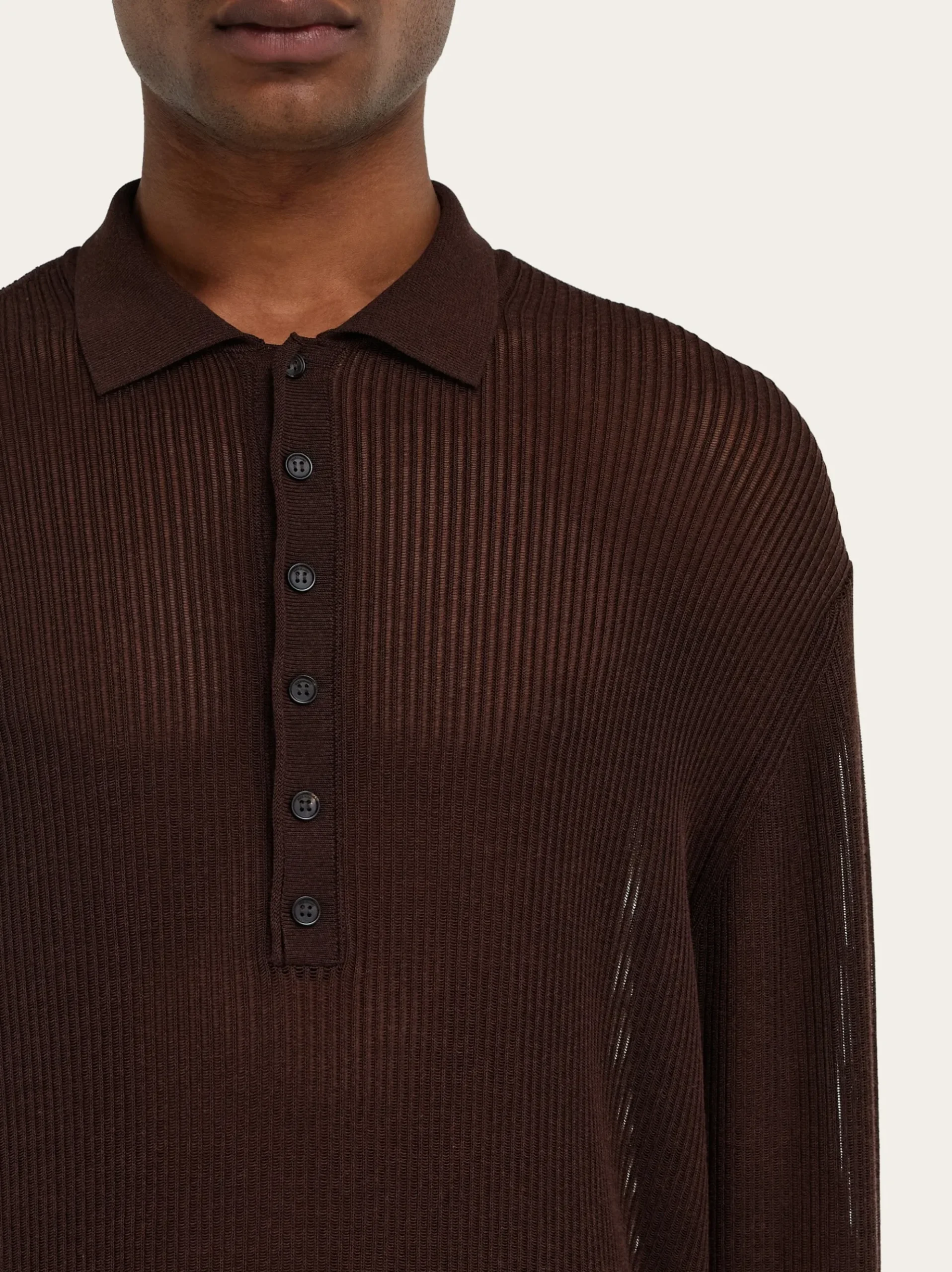 Long sleeve knitted polo shirt - Men