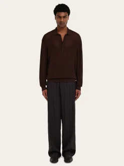 Long sleeve knitted polo shirt - Men