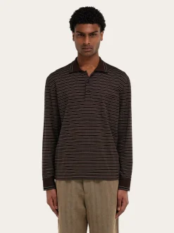 Long sleeve striped polo shirt - Men
