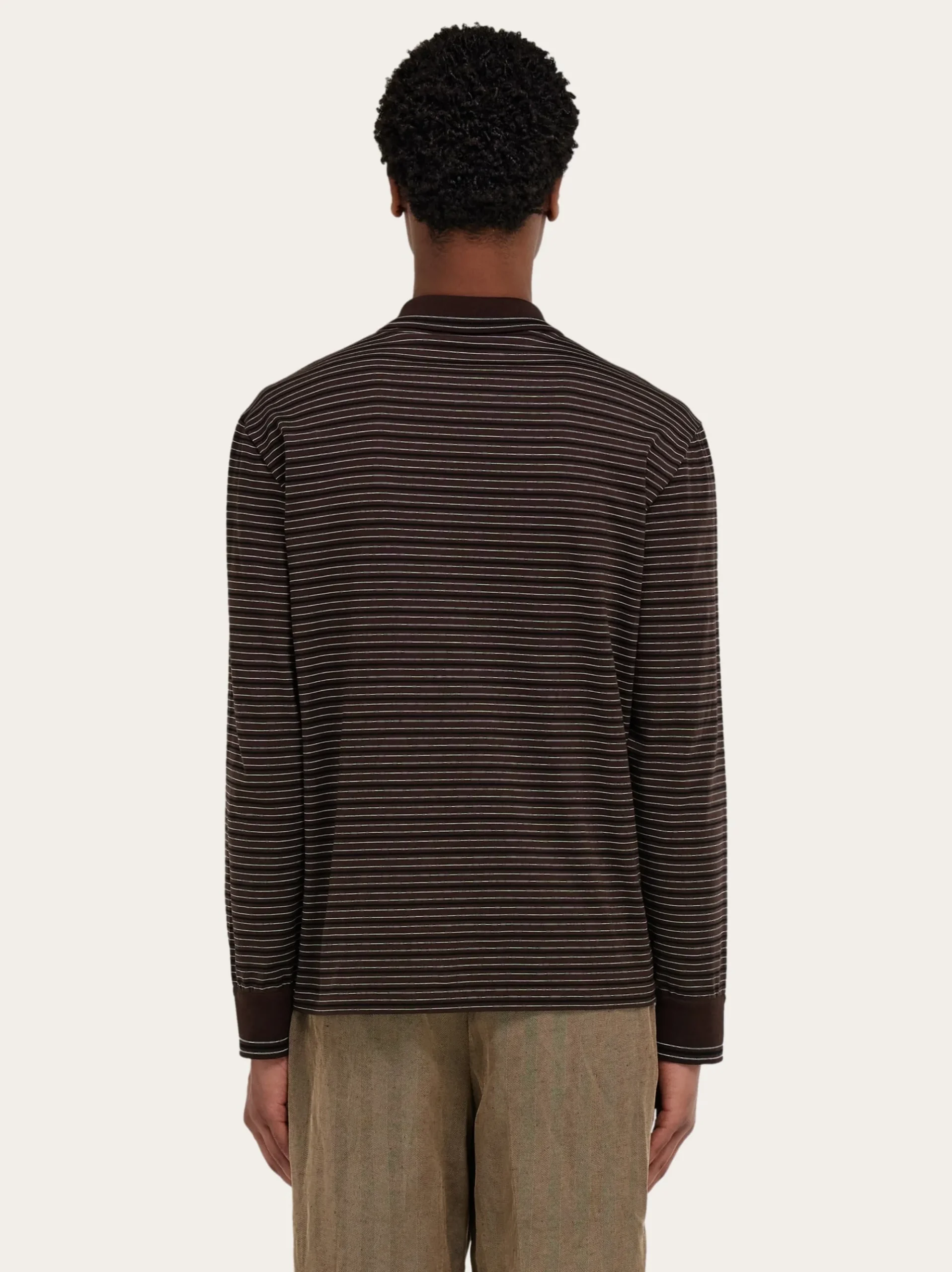 Long sleeve striped polo shirt - Men