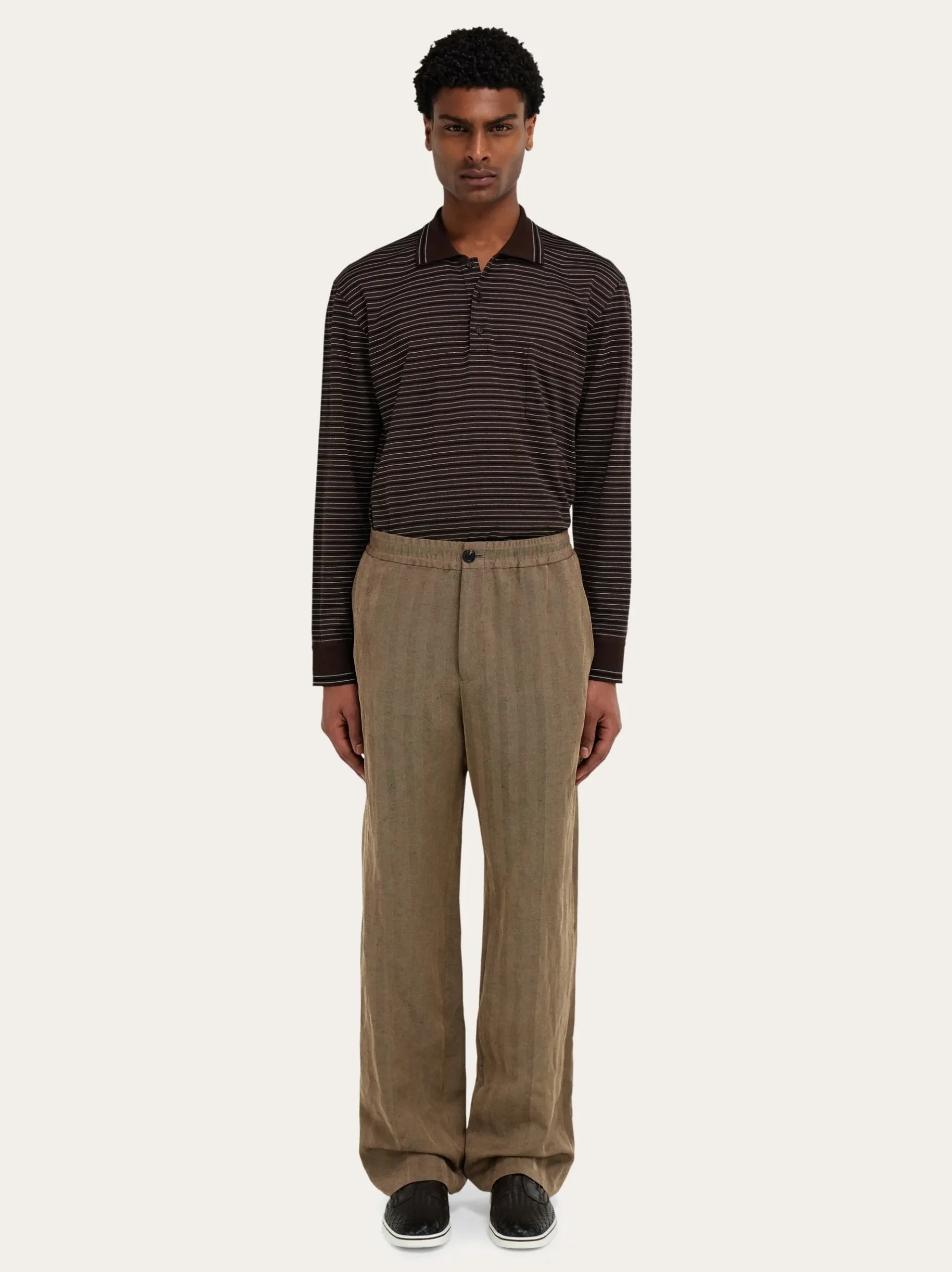 Long sleeve striped polo shirt - Men
