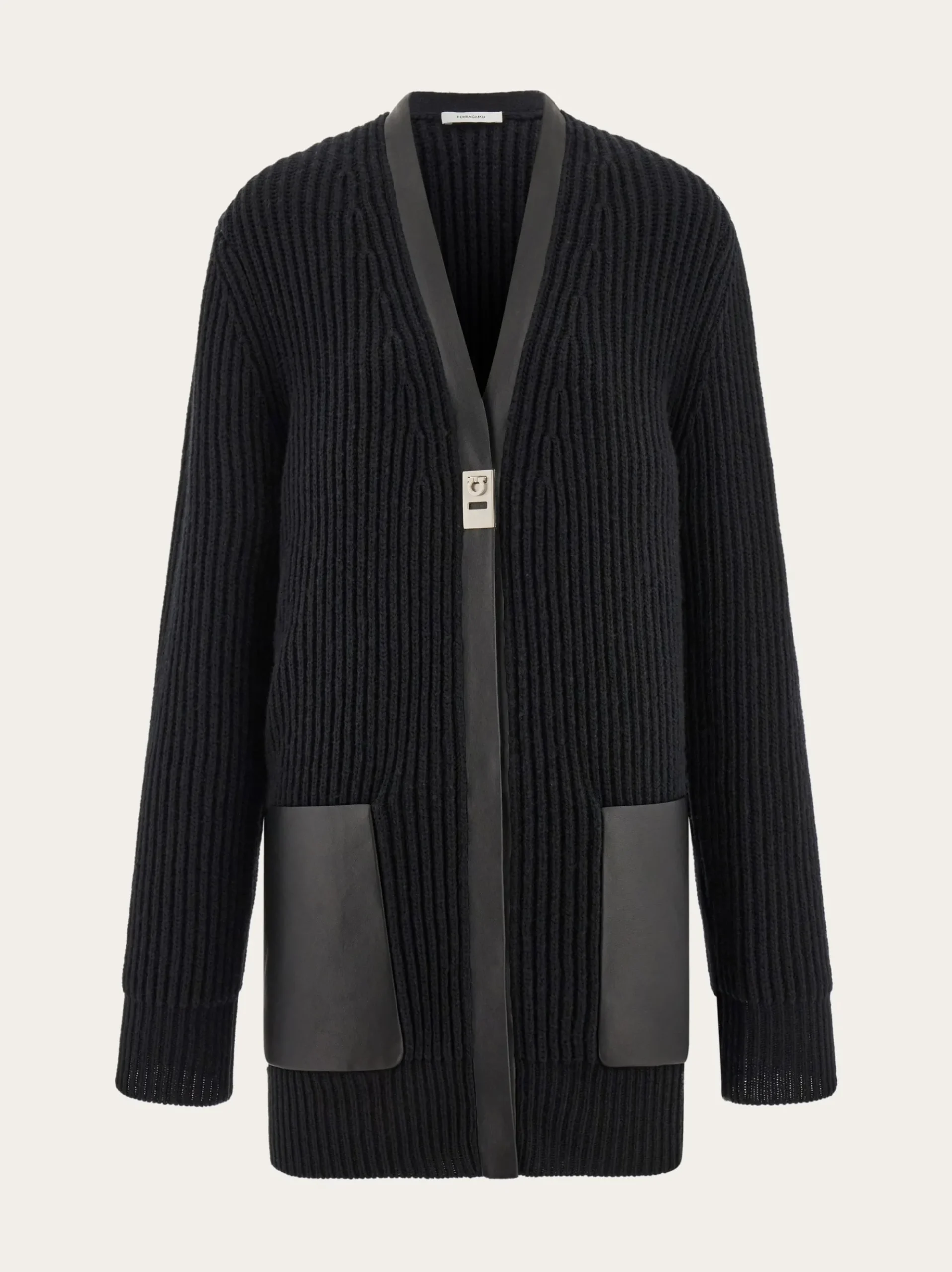 Longline cardigan with leather trims - Women