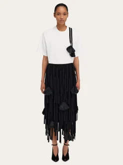 Mesh skirt with flower detail - Women