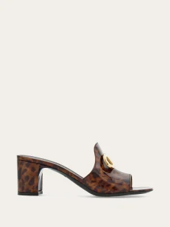 Mid heel slide with Gancini buckle - Women