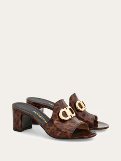 Mid heel slide with Gancini buckle - Women