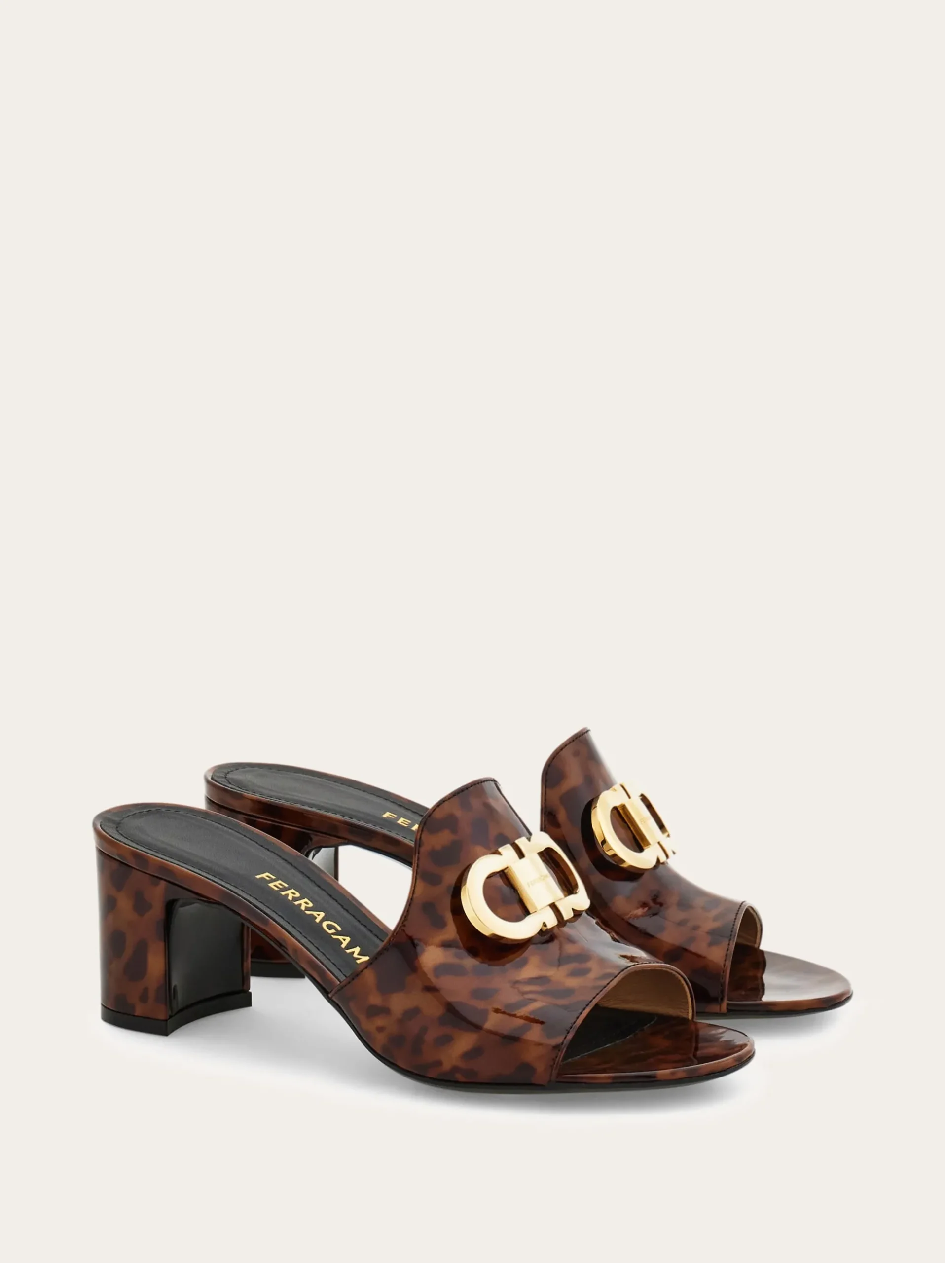 Mid heel slide with Gancini buckle - Women