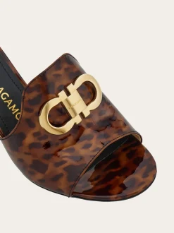 Mid heel slide with Gancini buckle - Women