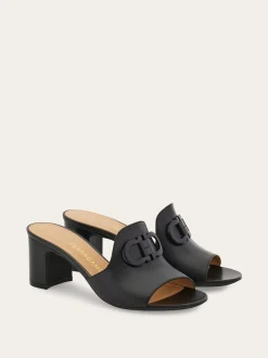 Mid heel slide with Gancini buckle - Women