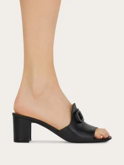 Mid heel slide with Gancini buckle - Women