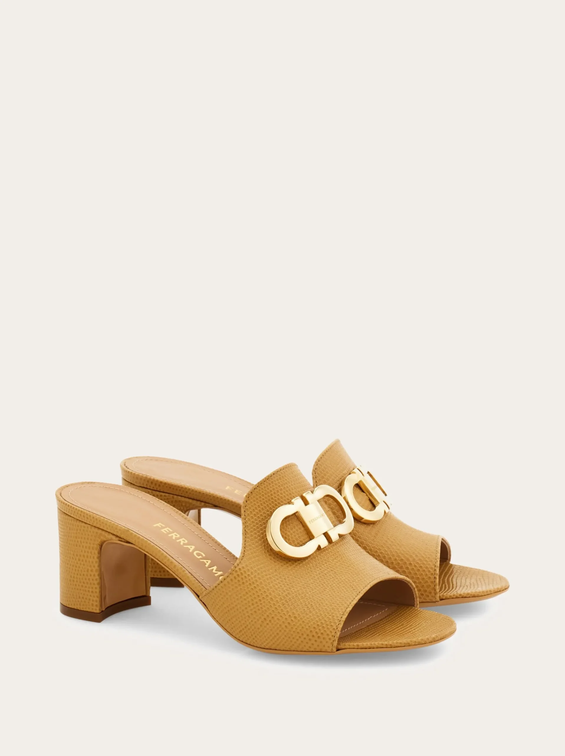 Mid heel slide with Gancini buckle - Women