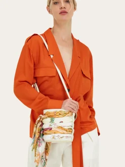 Mini bucket bag with foulard - Women