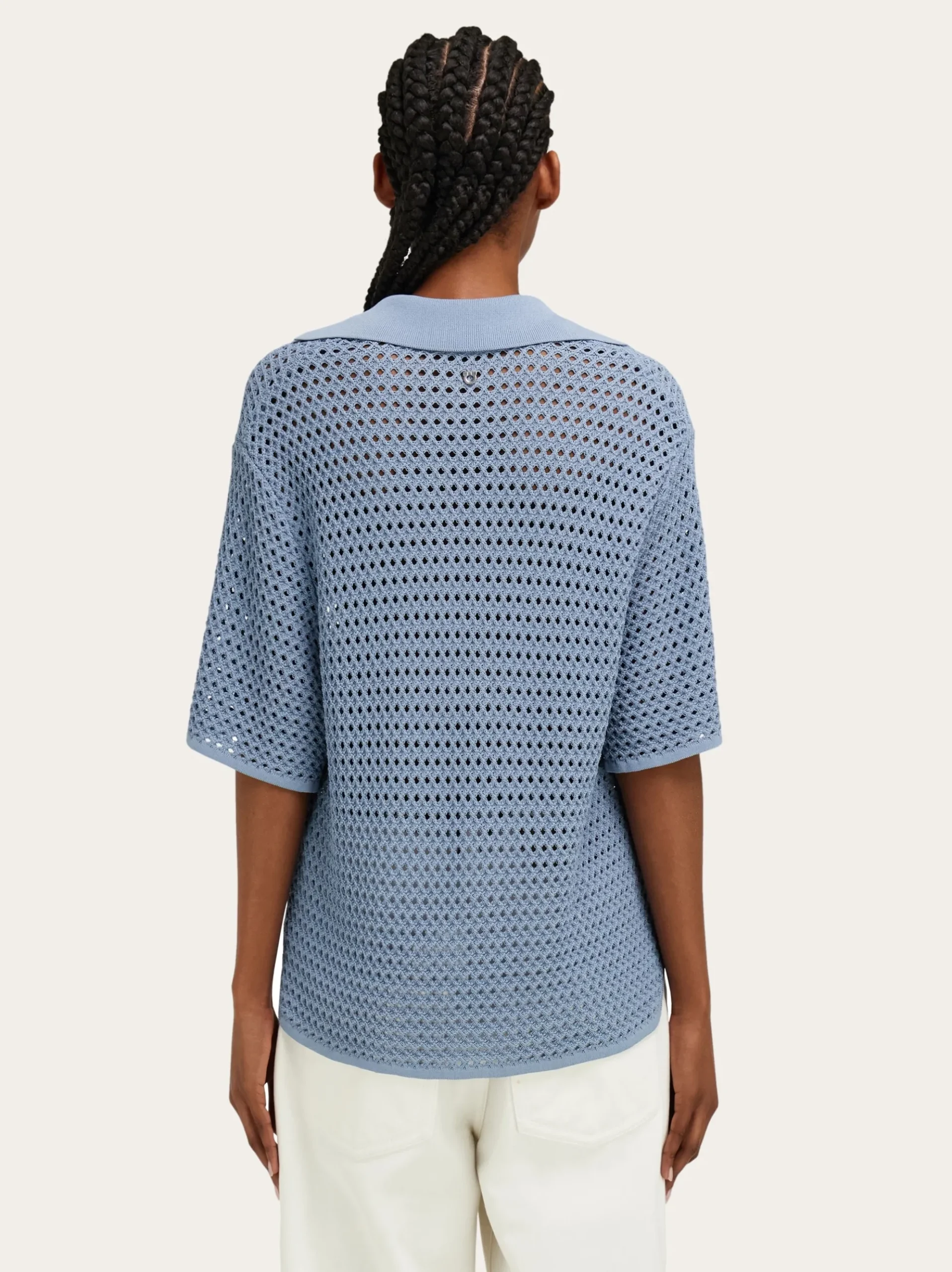 Open knit polo shirt - Women