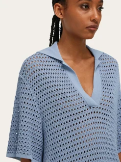 Open knit polo shirt - Women