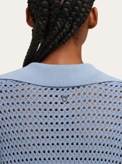Open knit polo shirt - Women