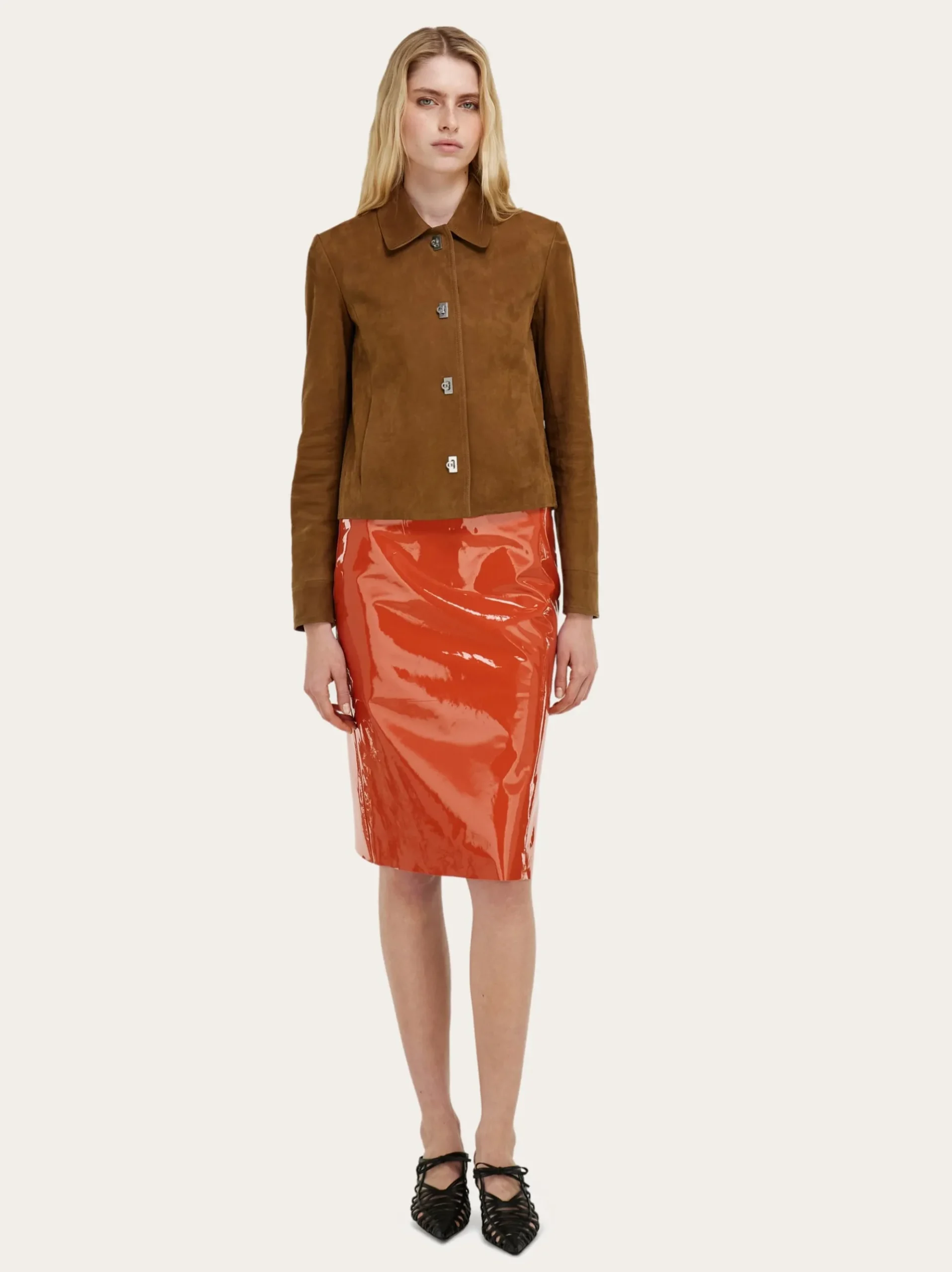 Patent leather pencil skirt - Women