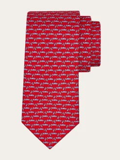Race print silk tie - Men