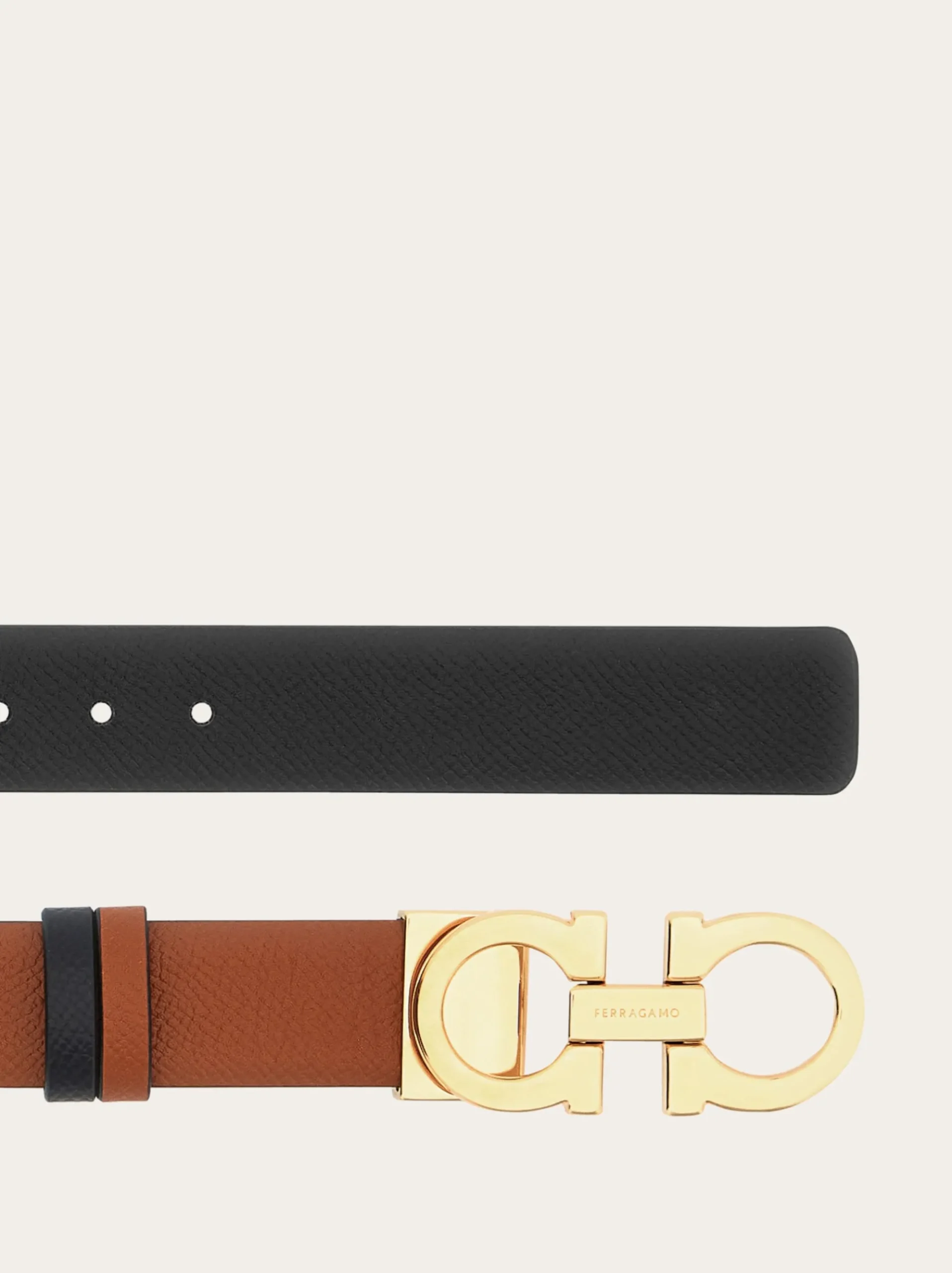 Reversible and adjustable Gancini belt - Women