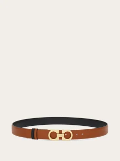 Reversible and adjustable Gancini belt - Women