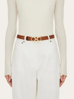 Reversible and adjustable Gancini belt - Women