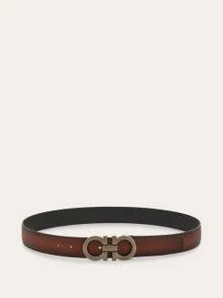 Reversible and adjustable Gancini belt - Men