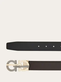Reversible and adjustable Gancini belt - Men