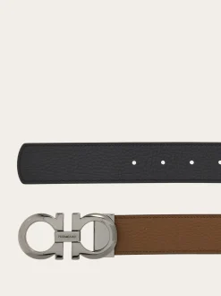 Reversible and adjustable Gancini belt - Men