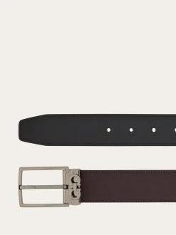 Reversible and adjustable Gancini belt - Men