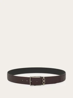 Reversible and adjustable Gancini belt - Men
