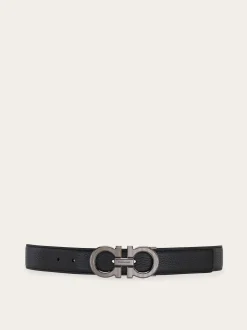 Reversible and adjustable Gancini belt - Men