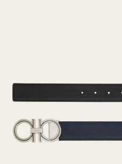 Reversible and adjustable Gancini belt - Men