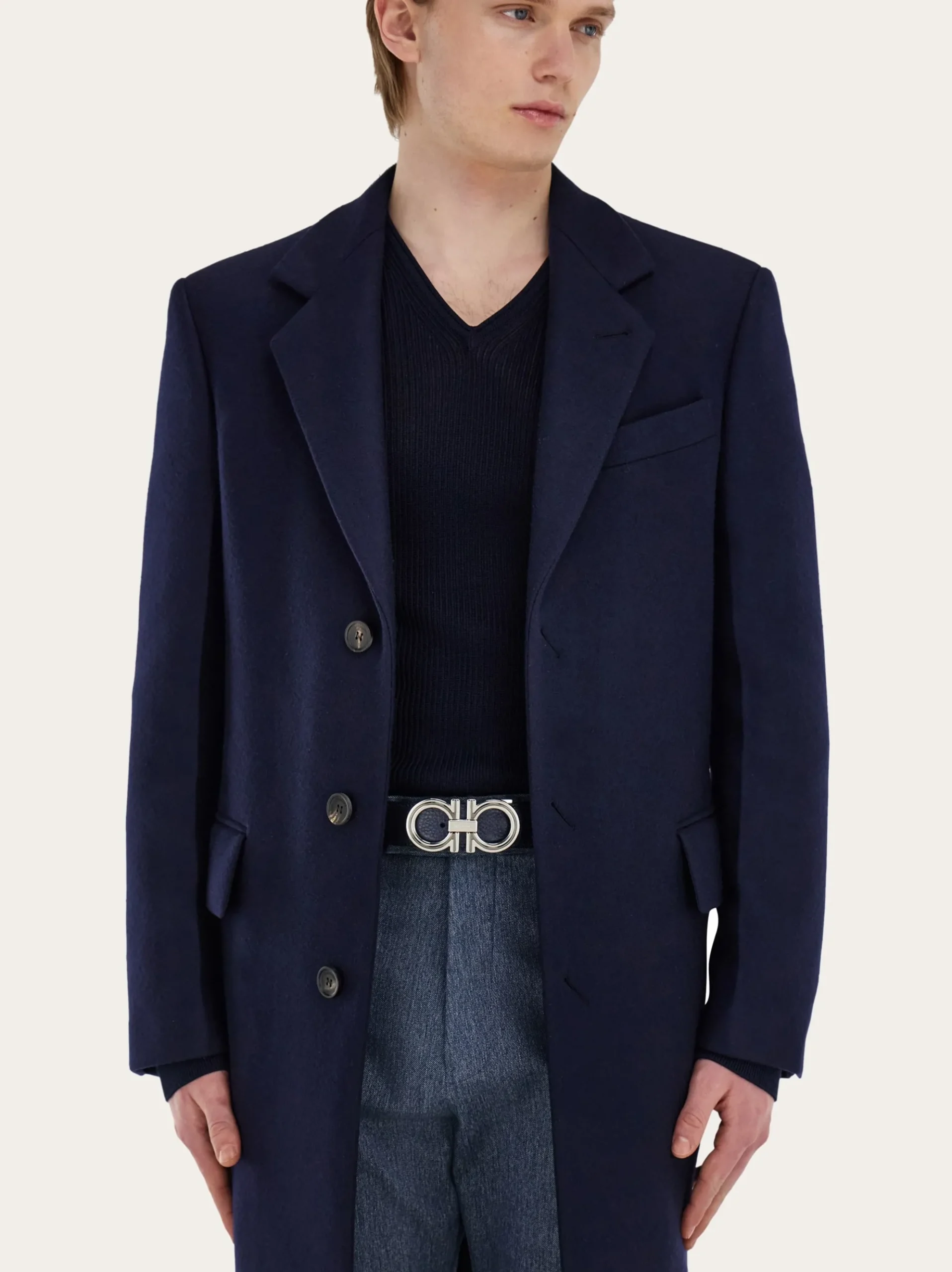 Reversible and adjustable Gancini belt - Men