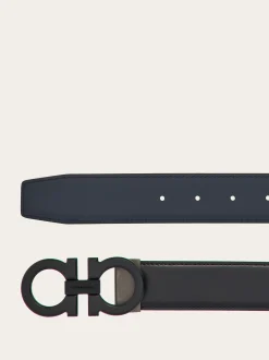 Reversible and adjustable Gancini belt - Men
