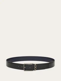 Reversible and adjustable Gancini belt - Men
