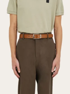 Reversible and adjustable Gancini belt - Men