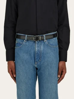 Reversible and adjustable Gancini belt - Men