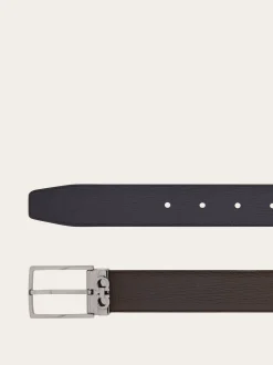 Reversible and adjustable Gancini belt - Men