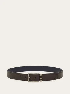 Reversible and adjustable Gancini belt - Men