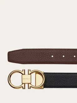 Reversible and adjustable Gancini belt - Men