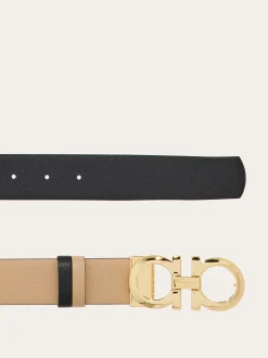 Reversible and adjustable Gancini belt - Women