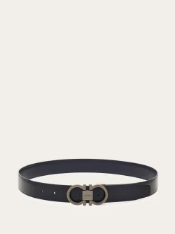 Reversible and adjustable Gancini belt - Men