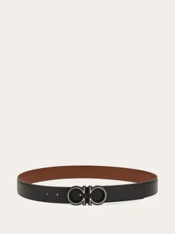 Reversible and adjustable Gancini belt - Men