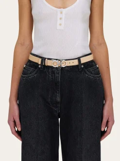 Reversible and adjustable Gancini belt - Women