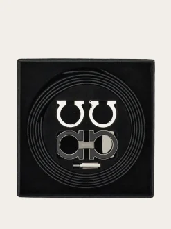 Reversible and adjustable Gancini belt with Switch buckle - Men