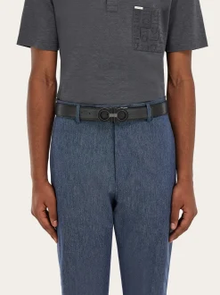 Reversible and adjustable Gancini belt with Switch buckle - Men