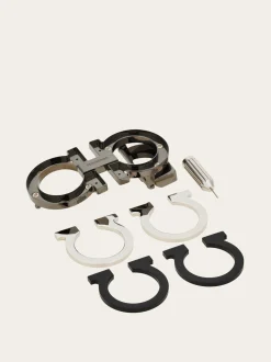Reversible and adjustable Gancini belt with Switch buckle - Men