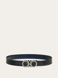 Reversible and adjustable Gancini belt - Men