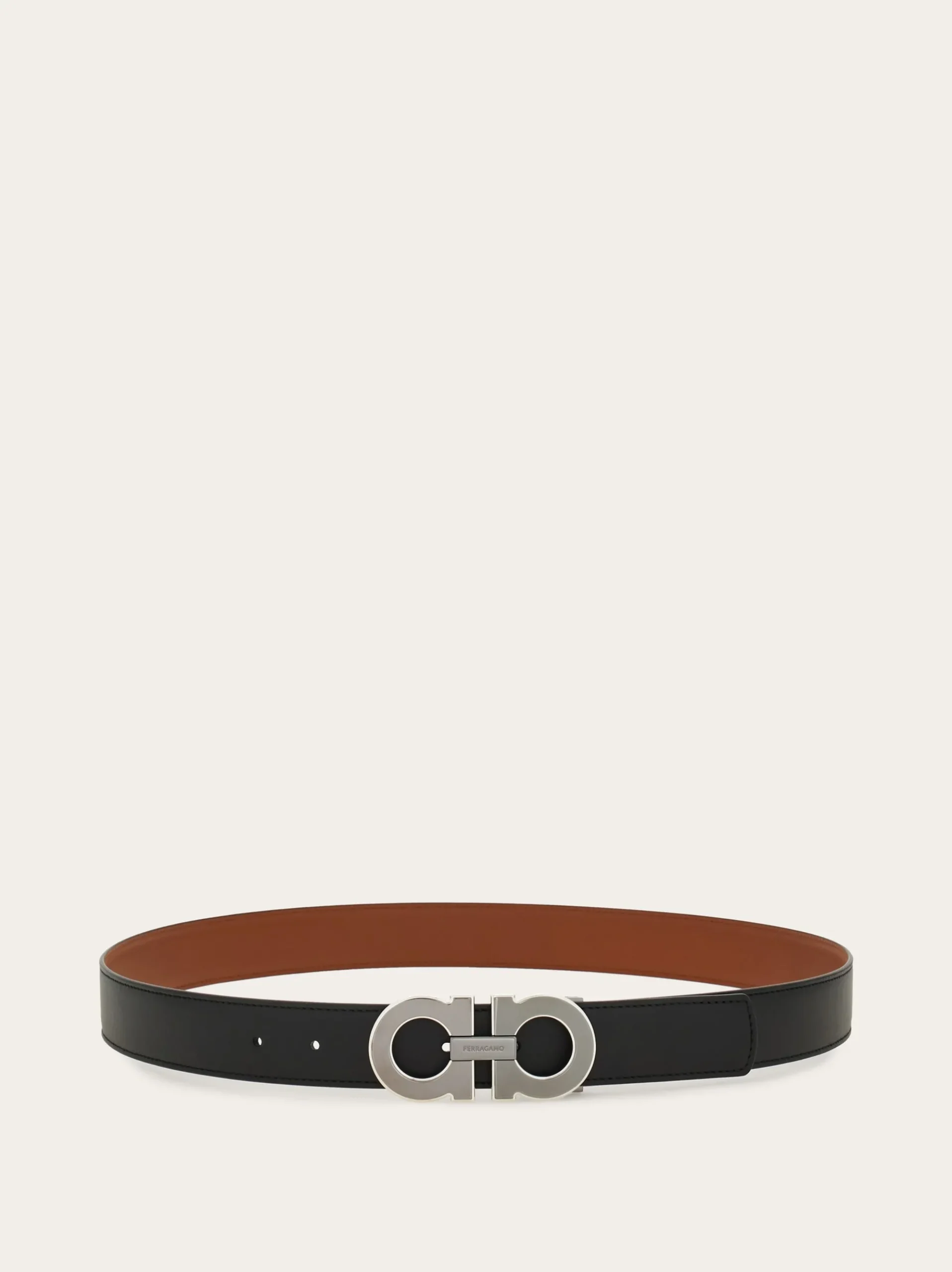 Reversible and adjustable Gancini belt - Men