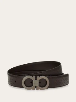 Reversible and adjustable Gancini belt - Men